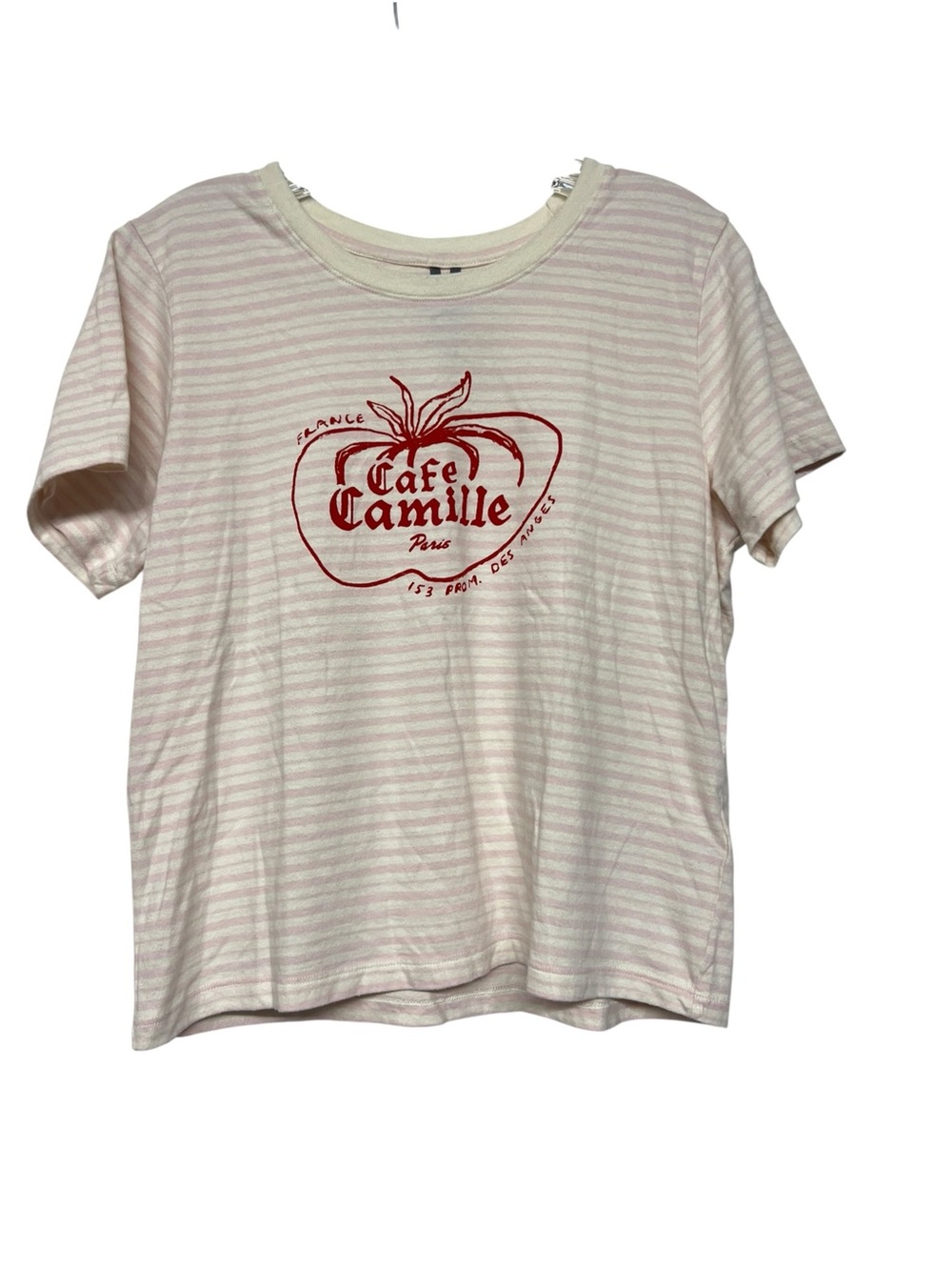 Anthropologie Hotel Ophelia Striped 'Cafe Camille' Cotton Graphic Tee Shirt